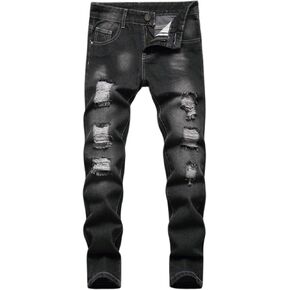 Boy's Stretch Comfy Ripped Jeans Skinny Stylish Distressed Washed Denim Jeans Pants in Kuwait