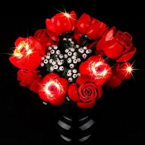 مجموعة إضاءة LED Kyglaring لمجموعة بناء Lego Icons Roses Bouquet 2024، مجموعة إضاءة باقة من الورود مصممة لمجموعة Lego 10328 النباتية، هدية لعيد الحب - بدون نموذج (الإصدار الكلاسيكي)