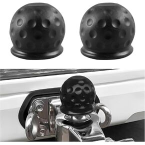 2 PCS Trailer Ball Cover, 2 Inch ID Waterproof Towing Hitch Ball Protector, Dustproof Tow Ball Sleeve Cap Replacement for RV/Truck/Boat, Universal Car Accessories (Black)