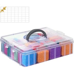 Douorgan Bead Organizer Box, 112 Pcs Small Bead Organizers, 4-Tier Bead Storage Containers Portable Bead Organizer and Storage Box Stackable Plastic Cases for Bracelet Making DIY Jewelry Nail Charms