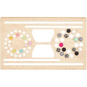 BENECREAT 13x7.8 Inch Wood Bead Board, Hollow Silicone Bead Board Kit, Papaya Whip Bead Wristlet Keychain Tools for Jewelry Making Bracelet Necklace DIY