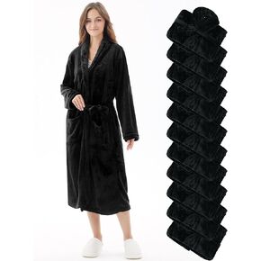 Panitay 12 Pcs Plush Long Robe Bulk Hotel Plush Shawl Collar Plush Spa Hotel Bathrobe Commercial Soft Warm Plush Bathrobe