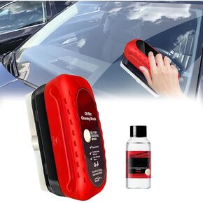 Automotive Oil Film Cleaning Brush, Glass Cleaning Board, Hydrophobic Glass Coating for Windshield Improves Clarity and Visibility (1pc Brushes & Refill Liquid)