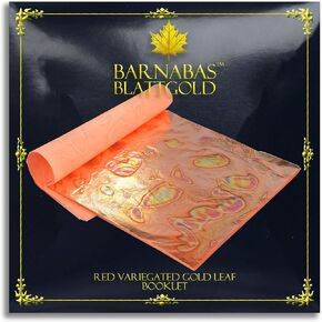 Barnabas Blattgold Red Variegated Gold Leaf Sheets, 25 gold leaf sheets 5.5 inches Bkts (AKA Copper Leaf Sheets, Colored Metal Leaf Sheets, Color Metallic leaf sheets, Leaf Foil Sheets, Brass leaf)