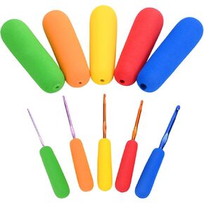 Crochet Hook Grip Ergonomic Crochet Hook Grips Crochet Handle Multi-Size Ergonomic Crochet Hook Handle Attachment Fits 2mm-10mm Hooks-Great for Comfort and Arthritic Hands (Only EVA Handle)