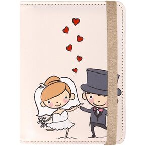 ACdream Passport and Vaccine Card Holder Combo, Cover Case with CDC Vaccination Card Slot, Leather Travel Documents Organizer Protector, with RFID Blocking, for Women and Men, Heart Wedding