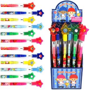 TINYMILLS 24 Pcs Baseball Stackable Push Pencil Assortment with Eraser for Party Favors Goodie Bag Stuffers VBS Classroom Rewards Pinata Fillers Carnival Prize Sports Baseball Team Party
