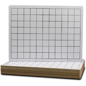 Flipside Products 9" x 12" Two Sided Dry Erase 1" Squares Grid Board, Math Manipulatives, Students and Classroom, Grid, Home School, Lap Board, Pack of 12