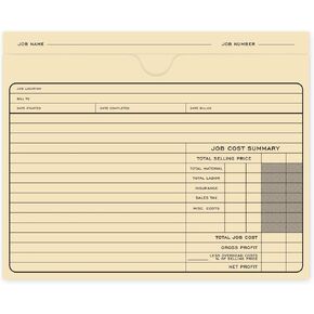 Classic Professional Manila File Folder / 50 Preprinted Job Folders / 10" x 12" Fill in Task Cost Tracking File Jacket Folders/Made in The USA