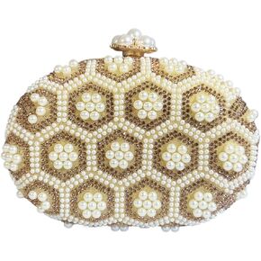 حقيبة يد نسائية للسهرة مصنوعة من حجر الراين واللؤلؤ وحقيبة يد ببريق لامع مع سلسلة in Kuwait