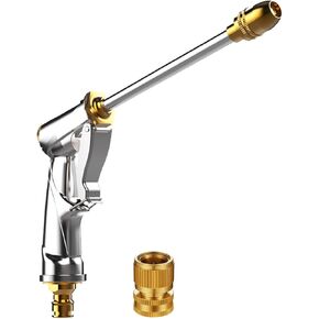 Garden Hose Nozzle Heavy Duty Brass Metal Sprayer Nozzle High Pressure Spray Gun 360° Rotaing Water Adjustmen for Car Washing, Outdoor Gardening, Pets Shower, Patio Cleaning