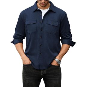 ZAFUL Men's Faux Suede Button Down Shirts Jacket Lightweight Shirt Jacket Long Sleeve Work Coat Solid Color Overshirt