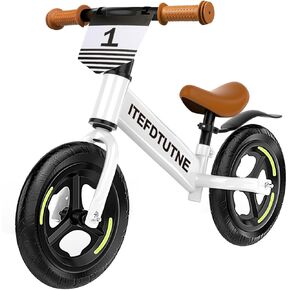 Toddler Balance Bike, 12inch No Pedal Kid Push Bicycle, Balance Bike for 2 3 4 5 Year Old, Toddler Bike with Customize Plate