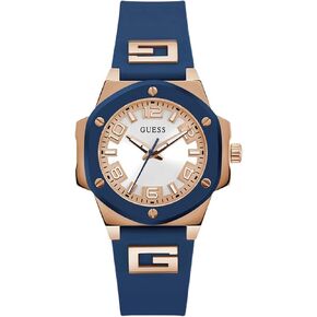 GUESS Gold-Tone and Black Silicone Analog Watch in Kuwait
