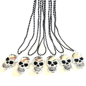 6 Pcs Halloween Skull Pendant Beads Necklaces Accessories Pirates of The Caribbean Beads Necklaces Party Decorations