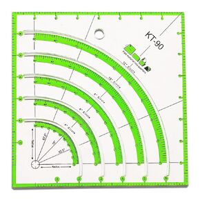 YICBOR 2PCS Arcs & Fans Quilt Circle Cutter Ruler, Multifunctional "8X 8 Acrylic Cutting Patchwork Quilting Ruler with Double Colored Lines for Cutting Cloth Ruler Template Sewing Crafts