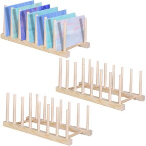 1 Pack Stained Glass Organizer Wooden Dish Plate Rack Wooden Dish Plate Stand Stained Glass Holder Space Saving Wooden Drying Rack Baby Bottle Drying Rack, 8 Slots Organizer