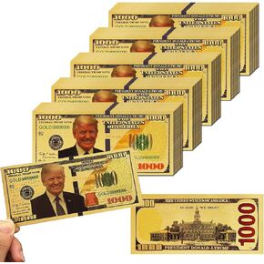 Trump 1000 Dollar Bill Banknote, One Thousand 24k Gold Coated Trump Legacy Limited Edition Million Dollar Bill Great Gift for Coin Currency Collectors and Republican (50 Pack)