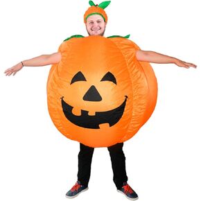 ZISUEX Pumpkin Inflatable Costume Orange Pumpkin Costume Blow Up Suit Fat Halloween Costume Vegetables Jumpsuit Party
