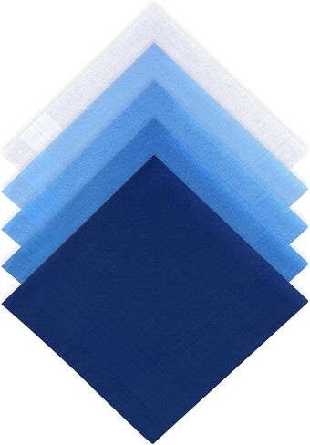 5 قطعة الكلاسيكية بلون رجل جيب مربع مجموعة مناديل القطن للرجال ، منديل دعوى لينة 16 ''x 16'' 5 ألوان in Kuwait
