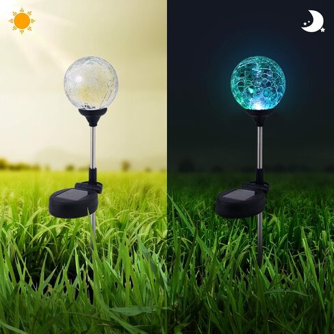 WNP Solar Outdoor Lights,Color-Changing Solar Garden Glass Globe Lights,6 Pack Decorative Solar Powered Stake Ball Light for Yard,Waterproof Decor Solar Pathway Lights for Christmas Decoration in Kuwait
