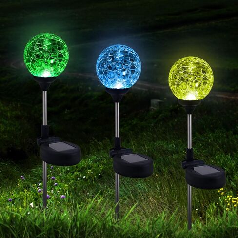 WNP Solar Outdoor Lights,Color-Changing Solar Garden Glass Globe Lights,6 Pack Decorative Solar Powered Stake Ball Light for Yard,Waterproof Decor Solar Pathway Lights for Christmas Decoration in Kuwait