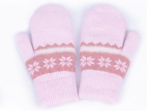 Kids Double Layer Warm Knit Mittens Girls Boys Winter Outdoor Gloves for 7-14Years in Saudi Arabia