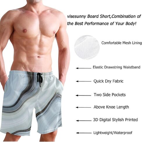 visesunny Summer Mens Swim Trunks Mesh Liner Swimming Trunks Men's Bathing Suit Quick Dry Swim Shorts in Kuwait