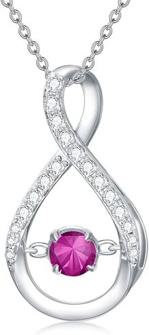 Infinity Pendant Necklace for Women 925 Sterling Silver Sparkle Birthstone Necklaces Anniversary Birthday Fine Jewelry Gifts for Women Girls Mom Her 18"-20" in Saudi Arabia