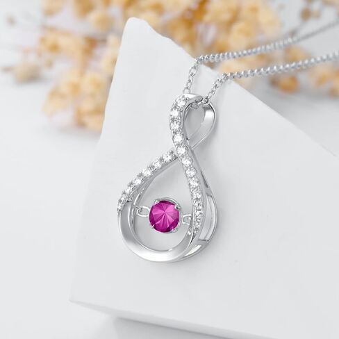 Infinity Pendant Necklace for Women 925 Sterling Silver Sparkle Birthstone Necklaces Anniversary Birthday Fine Jewelry Gifts for Women Girls Mom Her 18"-20" in Saudi Arabia