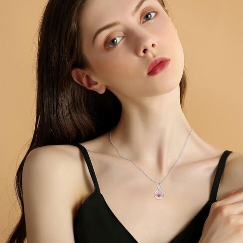 Infinity Pendant Necklace for Women 925 Sterling Silver Sparkle Birthstone Necklaces Anniversary Birthday Fine Jewelry Gifts for Women Girls Mom Her 18"-20" in Saudi Arabia