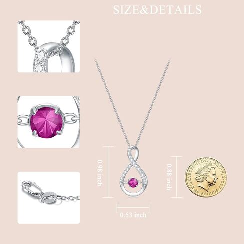 Infinity Pendant Necklace for Women 925 Sterling Silver Sparkle Birthstone Necklaces Anniversary Birthday Fine Jewelry Gifts for Women Girls Mom Her 18"-20" in Saudi Arabia