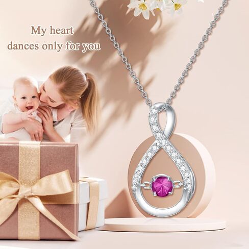 Infinity Pendant Necklace for Women 925 Sterling Silver Sparkle Birthstone Necklaces Anniversary Birthday Fine Jewelry Gifts for Women Girls Mom Her 18"-20" in Saudi Arabia