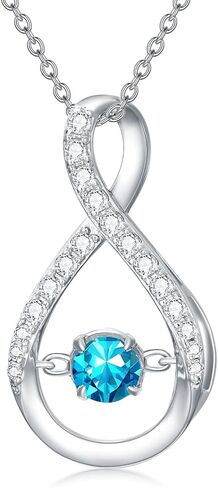 Infinity Pendant Necklace for Women 925 Sterling Silver Sparkle Birthstone Necklaces Anniversary Birthday Fine Jewelry Gifts for Women Girls Mom Her 18"-20" in Saudi Arabia