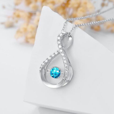 Infinity Pendant Necklace for Women 925 Sterling Silver Sparkle Birthstone Necklaces Anniversary Birthday Fine Jewelry Gifts for Women Girls Mom Her 18"-20" in Saudi Arabia