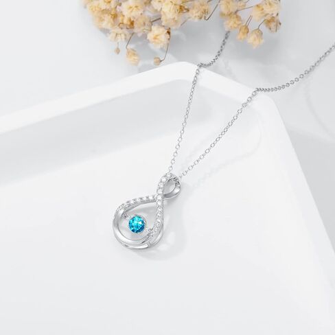 Infinity Pendant Necklace for Women 925 Sterling Silver Sparkle Birthstone Necklaces Anniversary Birthday Fine Jewelry Gifts for Women Girls Mom Her 18"-20" in Saudi Arabia