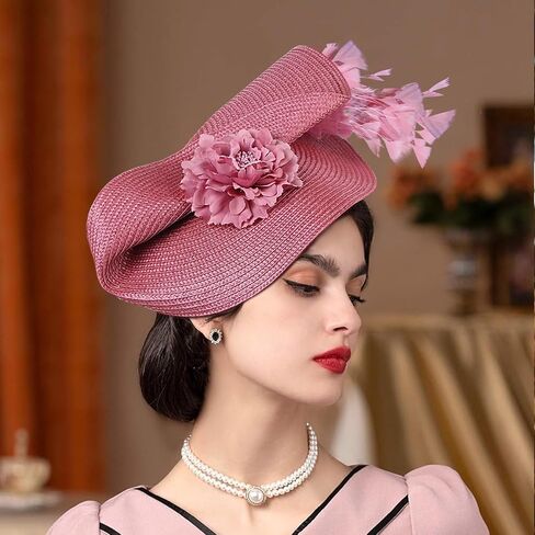 Vijiv Large Fascinators Hats for Women Tea Party Flower 20s 50s Kentucky Derby Hats for Wedding Cocktail 1920s Accessories in Saudi Arabia