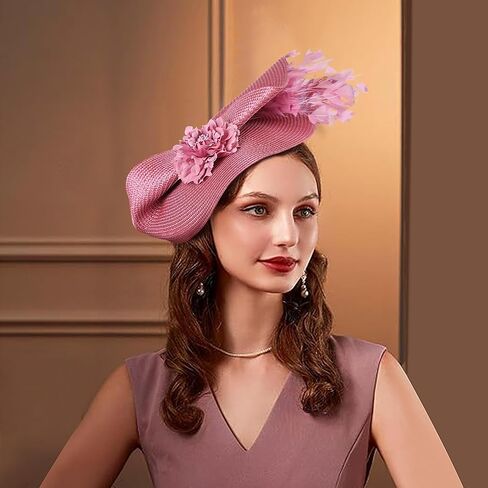 Vijiv Large Fascinators Hats for Women Tea Party Flower 20s 50s Kentucky Derby Hats for Wedding Cocktail 1920s Accessories in Saudi Arabia