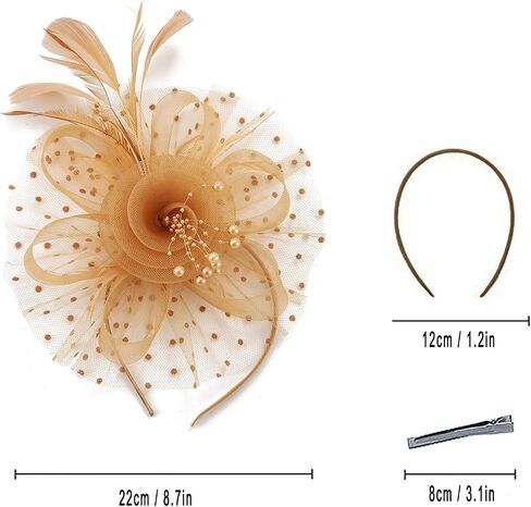Women's Flower Feather Fascinator Hats for Women Wedding Tea Party Derby Church Fascinators with Headband and Clip in Saudi Arabia