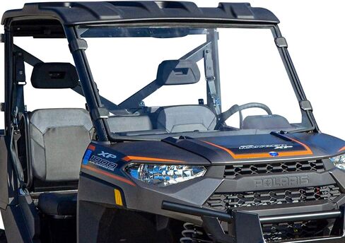 SuperATV.com Heavy Duty Scratch Resistant Full Windshield for 2017+ Polaris Ranger XP 1000 / XP 1000 Crew (See Fitment) | 1/4" Thick Polycarbonate | Easy Install | Preinstalled Bulb Seal| USA Made! in Saudi Arabia
