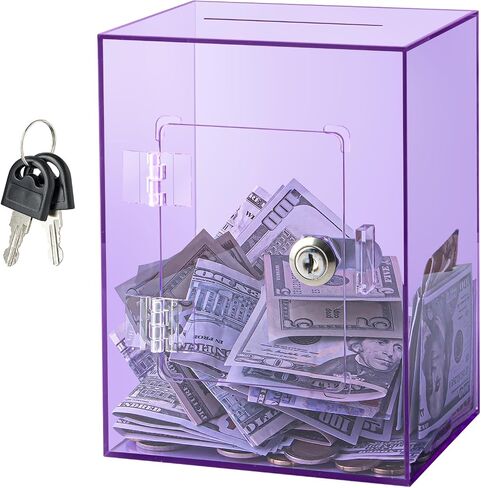 Hicocool Clear Piggy Bank with Lock, Acrylic Piggy Bank for Adults Kids Openable, Reusable Money Saving Box with Key for Birthday (Clear) in Saudi Arabia