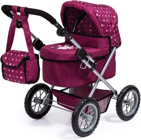 عربة أطفال عصرية من Bayer Design 13067AA مع حقيبة كتف وسلة تسوق أسفلها، بوردو، أحمر مع نقش in Kuwait