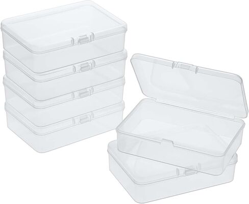 4 Pcs Mini Plastic Storage Containers Box with Lid, Small Beads Storage Containers Travel Case 4.5x3.3x1.1 Inch Clear Rectangle Box Organizer for Collecting Small Items, Beads, Jewelry, Cards, Crafts in Saudi Arabia