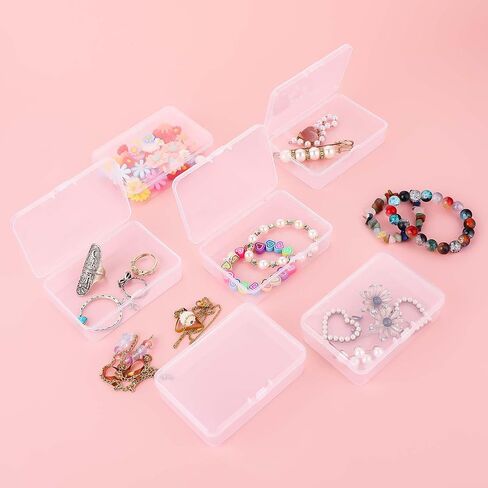 4 Pcs Mini Plastic Storage Containers Box with Lid, Small Beads Storage Containers Travel Case 4.5x3.3x1.1 Inch Clear Rectangle Box Organizer for Collecting Small Items, Beads, Jewelry, Cards, Crafts in Saudi Arabia