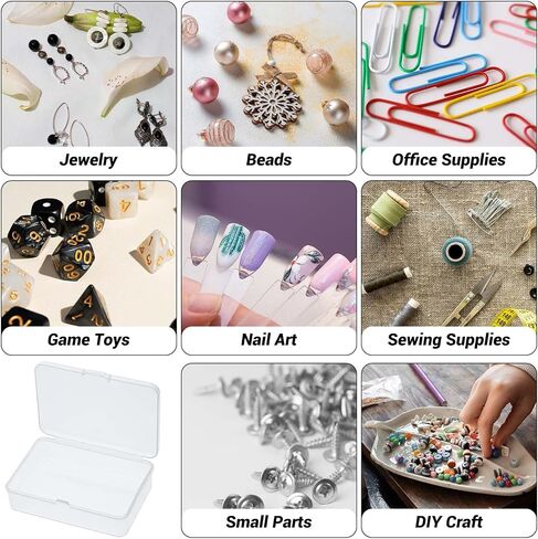 4 Pcs Mini Plastic Storage Containers Box with Lid, Small Beads Storage Containers Travel Case 4.5x3.3x1.1 Inch Clear Rectangle Box Organizer for Collecting Small Items, Beads, Jewelry, Cards, Crafts in Saudi Arabia