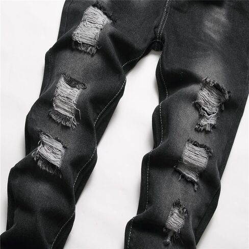 Boy's Stretch Comfy Ripped Jeans Skinny Stylish Distressed Washed Denim Jeans Pants in Kuwait