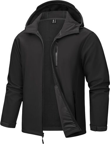 TACVASEN Men's Hooded Softshell Jacket Lightweight Waterproof Fleece Lined Windbreaker Rain Jacket Winter Outdoor Hiking in Kuwait