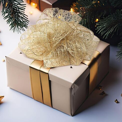 Mesh Glitter Ribbon Christmas Decor Sheer Metallic Mesh Ribbon for Xmas Party Gift Wrapping Wreath DIY Crafts Decoration 2.5 Inch x 20 Yards x 1 Roll(20 Yard,AB Color) in Saudi Arabia