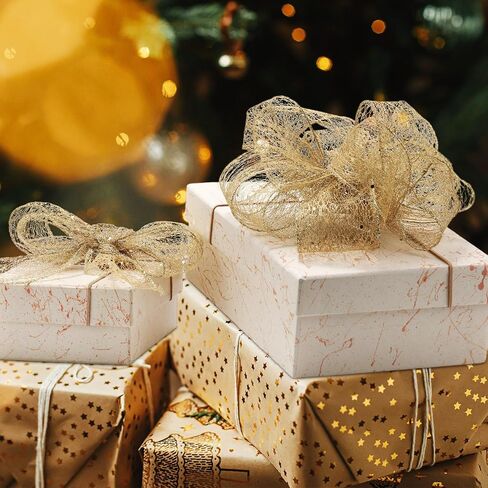 Mesh Glitter Ribbon Christmas Decor Sheer Metallic Mesh Ribbon for Xmas Party Gift Wrapping Wreath DIY Crafts Decoration 2.5 Inch x 20 Yards x 1 Roll(20 Yard,AB Color) in Saudi Arabia