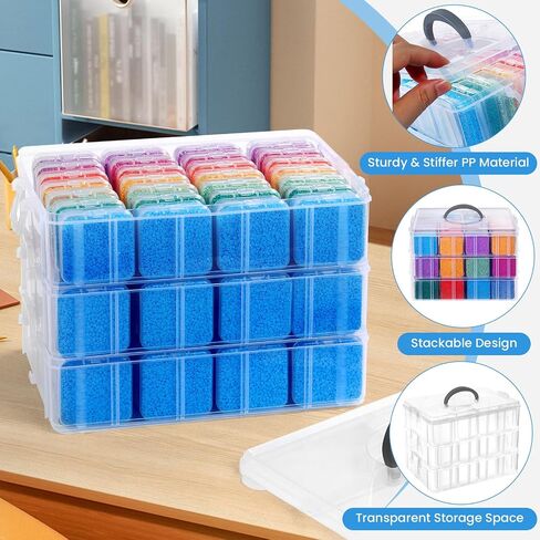 Douorgan Bead Organizer Box, 112 Pcs Small Bead Organizers, 4-Tier Bead Storage Containers Portable Bead Organizer and Storage Box Stackable Plastic Cases for Bracelet Making DIY Jewelry Nail Charms in Saudi Arabia